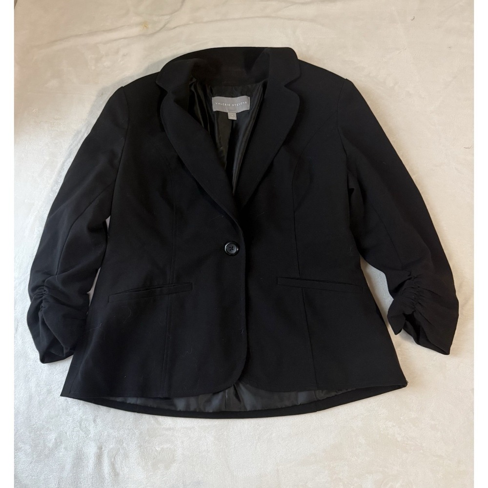 Valerie Stevens Business Jacket Blazer Shoulder Pads Button Pocket Professional
